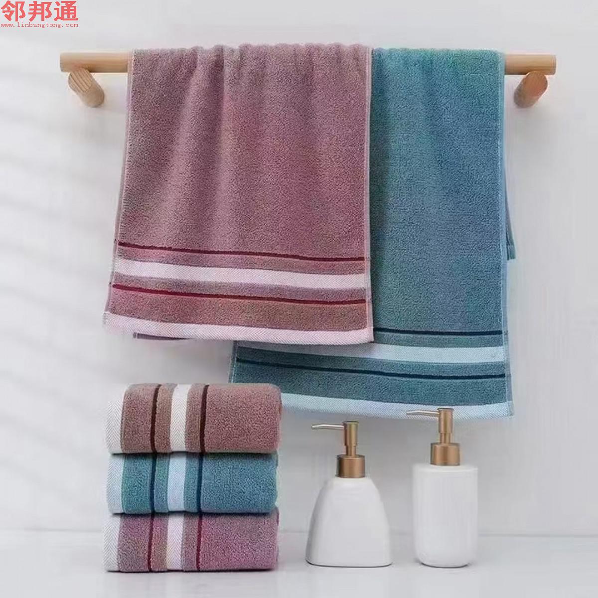 14支弱捻纱毛巾 尺寸34cm*74cm 重量105g，弱捻三条、横条点、条纹宽锻、横条纹、大方格、千鸟格、多条、三条等图案