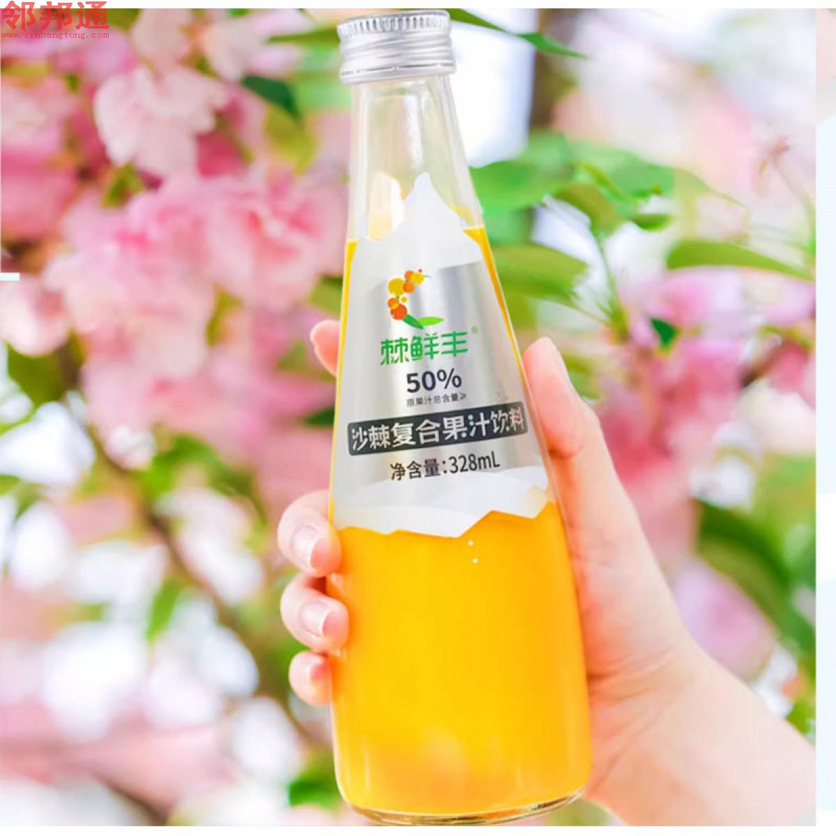 新疆沙棘复合果汁饮料vc低脂肪沙棘汁328ml*12瓶