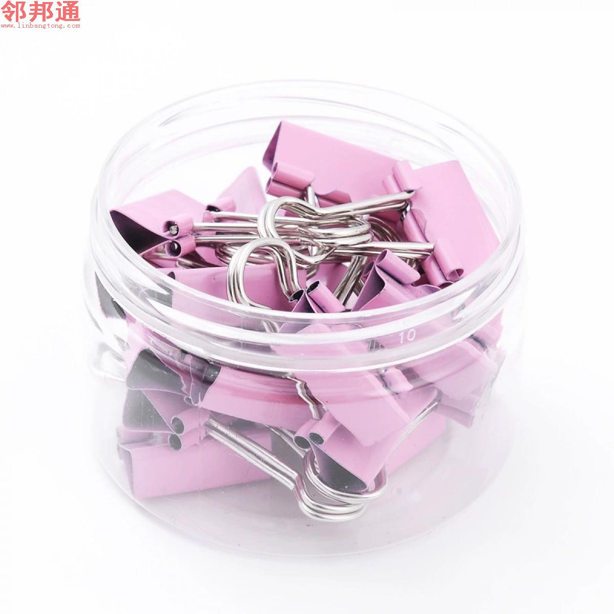 樱花粉色资料夹跨境专供马卡龙色长尾夹小清新手账夹彩色燕尾夹反尾夹金属资料夹