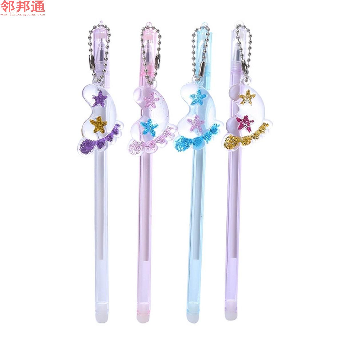 蓝色白色紫色 高颜值水晶脚丫挂件笔可爱文具亚克力吊坠中性笔少女心办公签字笔