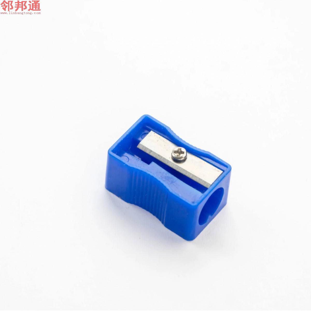 蓝色卷笔刀迷你彩色单孔长方形塑料卷笔刀小学生削笔刀手动转笔刀