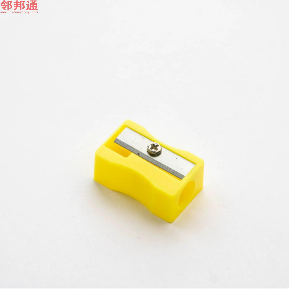 黄色卷笔刀迷你彩色单孔长方形塑料卷笔刀小学生削笔刀手动转笔刀