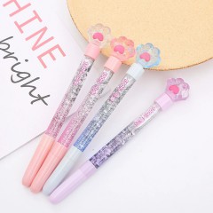 蓝色白色紫色粉色流沙笔可爱水晶熊掌入油流沙笔 创意ins少女心仙女笔卡通学生文具中性笔