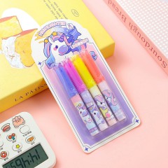 荧光笔吸卡4支装学生标记号笔创意文具迷你口袋莹光笔