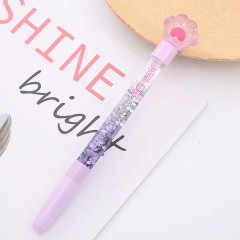 蓝色白色紫色粉色流沙笔可爱水晶熊掌入油流沙笔 创意ins少女心仙女笔卡通学生文具中性笔