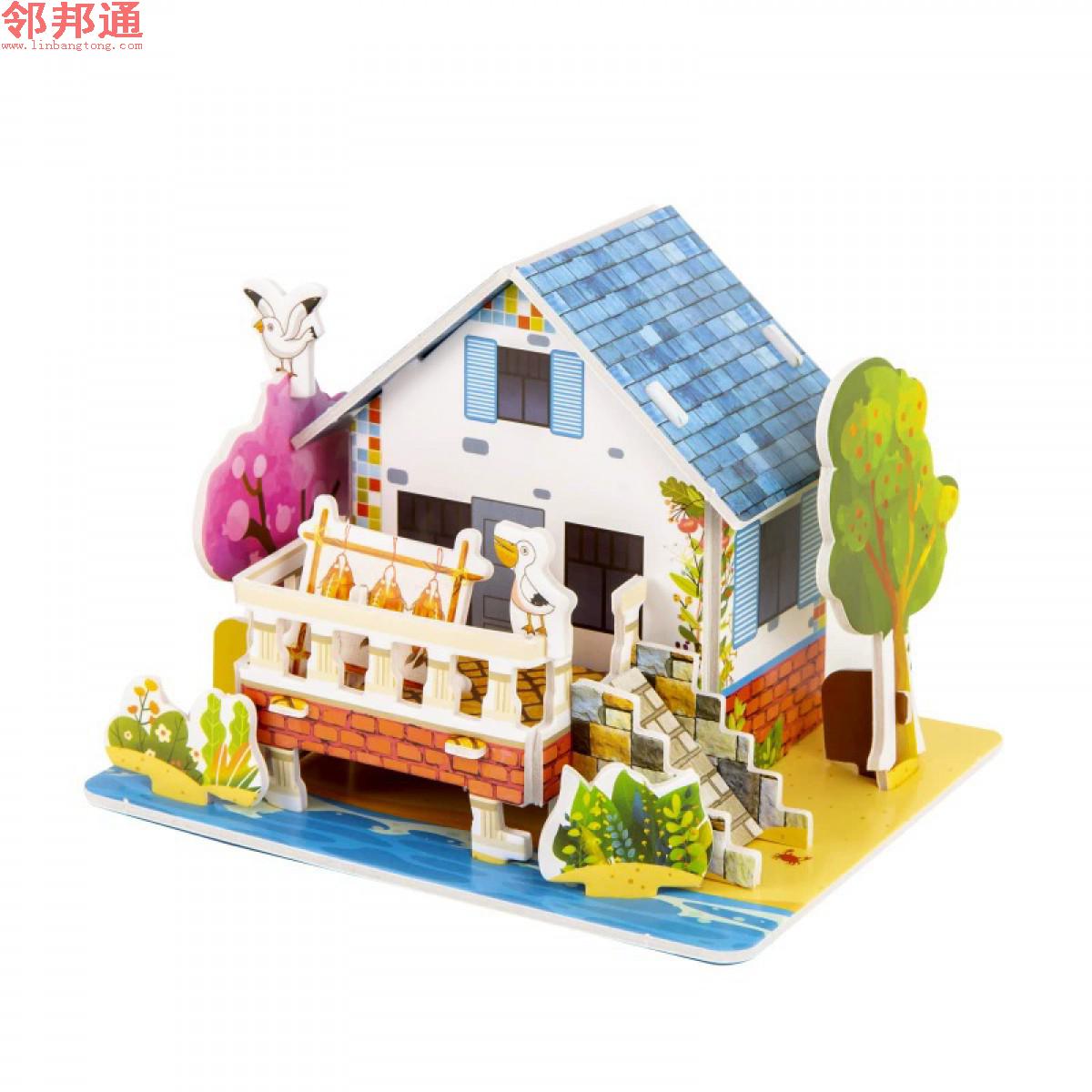 悠闲居体拼图3d立体拼图建筑房子模型男女孩手工DIY房子儿童益智拼装玩具礼物