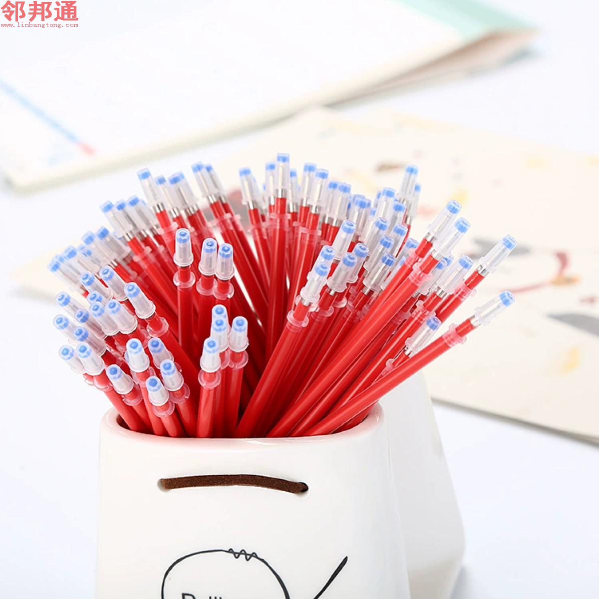 子弹头红色中性笔笔芯通用水笔替芯0.5mm子弹头针管签字笔笔芯