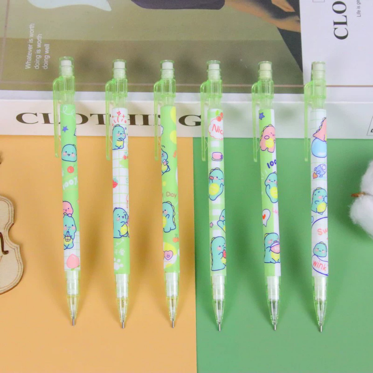 卡通恐龙自动铅笔创意学生儿童绘画练字免削铅笔0.5活动铅笔